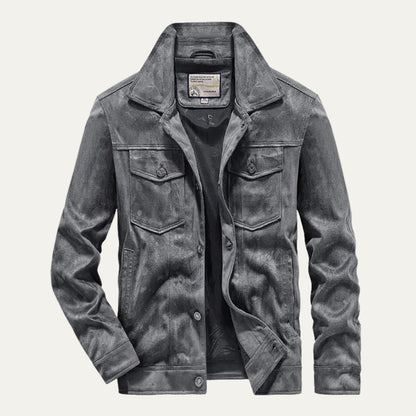 Men’s Textured Suede Trucker Jacket