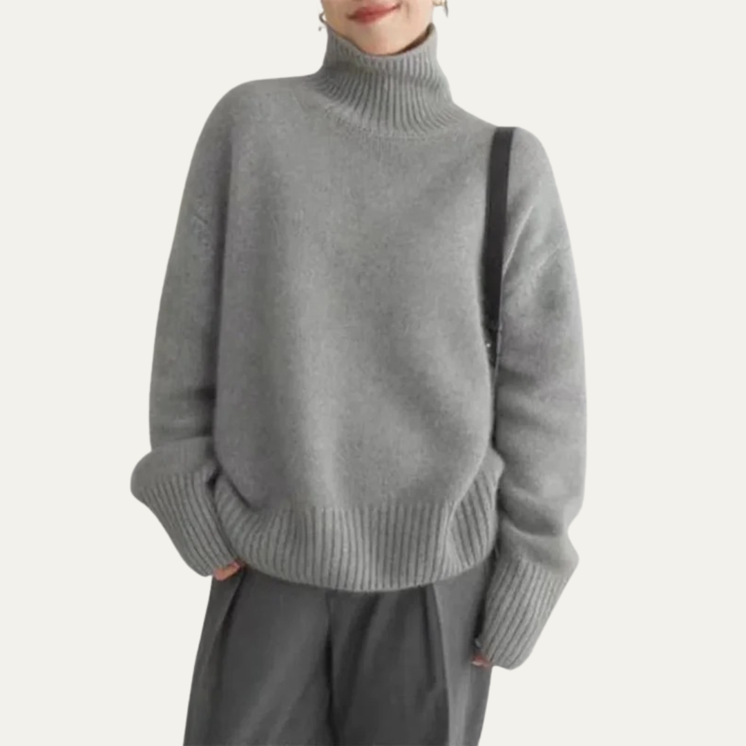 Women’s Oversized Ribbed Turtleneck Knit Sweater