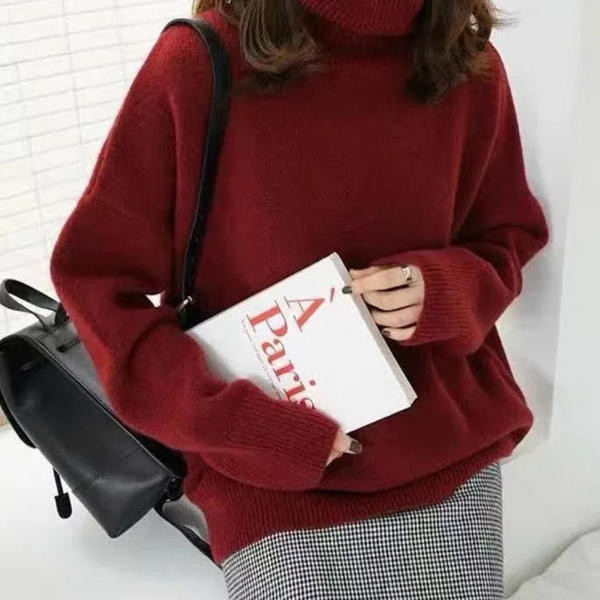 Warm Winter Crew Neck Wool Sweater for Women