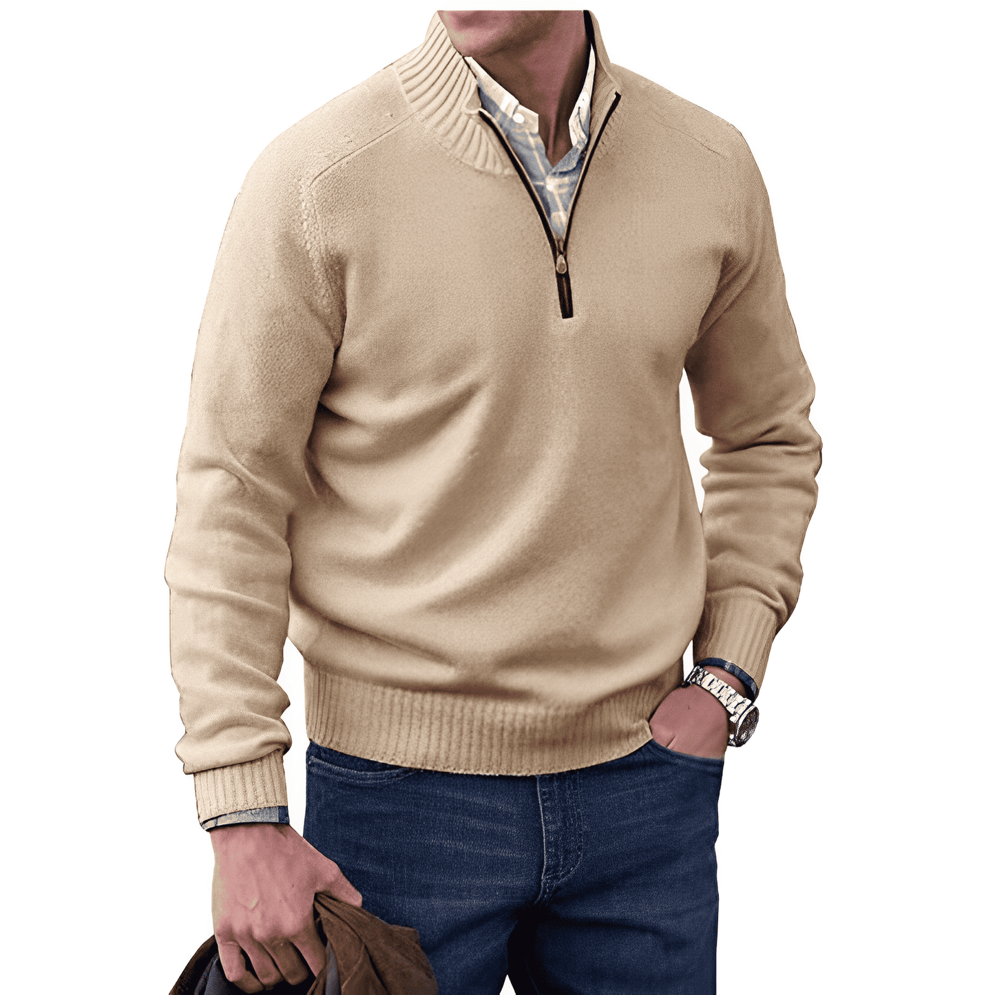 Classic Men's Quarter Zip Pullover Sweater