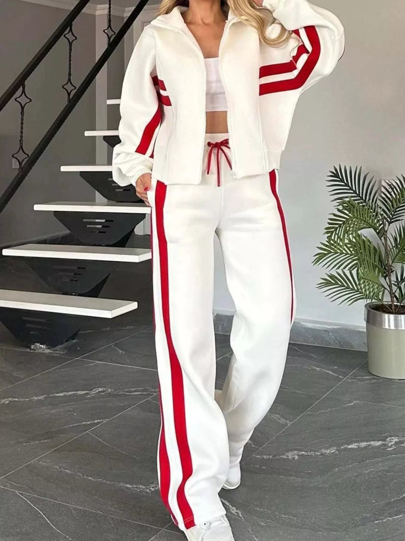 Bold Black and White Track Suit Plus Size Outfit
