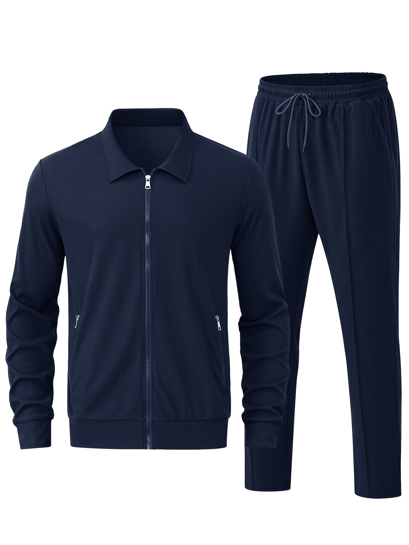 Men's Sporty Zipper Tracksuit Set with Jacket and Pants - BritishElegance
