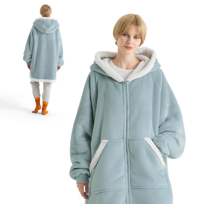CozyHaven | Sherpa Fleece Wearable Blanket Hoodie – Zippered, Warm & Ultra-Soft