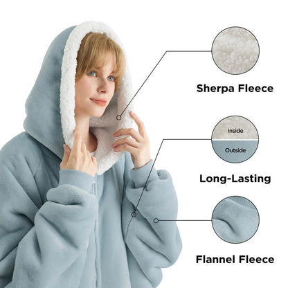 CozyHaven | Sherpa Fleece Wearable Blanket Hoodie – Zippered, Warm & Ultra-Soft