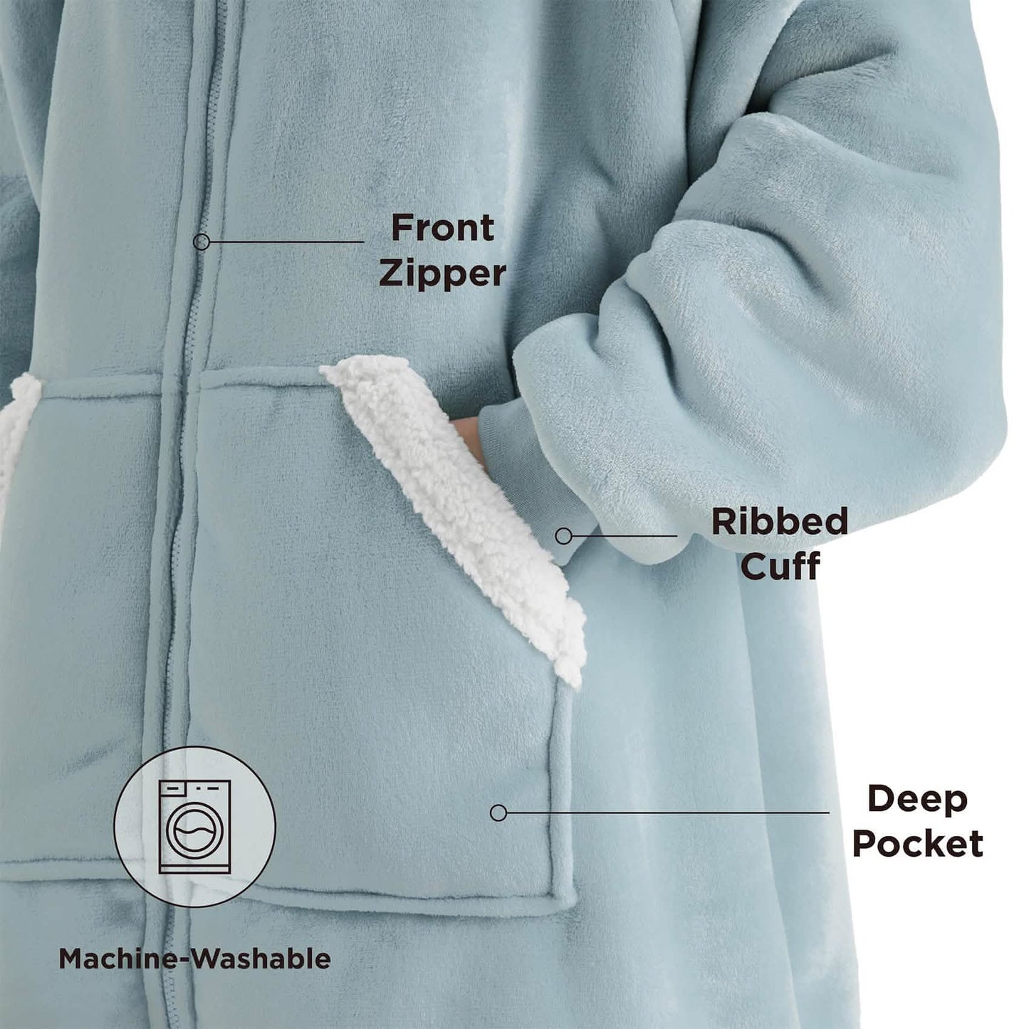 CozyHaven | Sherpa Fleece Wearable Blanket Hoodie – Zippered, Warm & Ultra-Soft