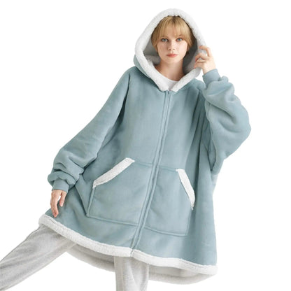 CozyHaven | Sherpa Fleece Wearable Blanket Hoodie – Zippered, Warm & Ultra-Soft
