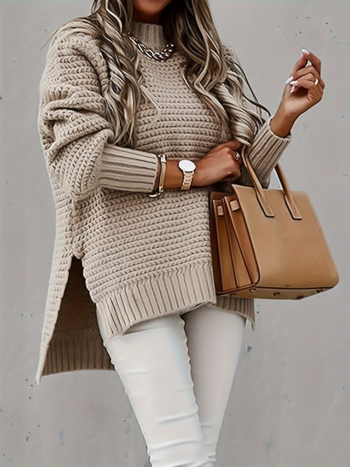 Comfy Crew Neck Women's Sweater with Long Sleeves - BritishElegance