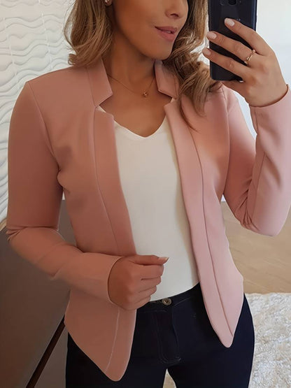 Classic Fit Open Front Solid Color Women's Blazer