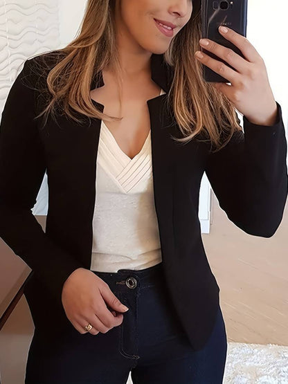 Classic Fit Open Front Solid Color Women's Blazer