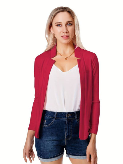 Classic Fit Open Front Solid Color Women's Blazer
