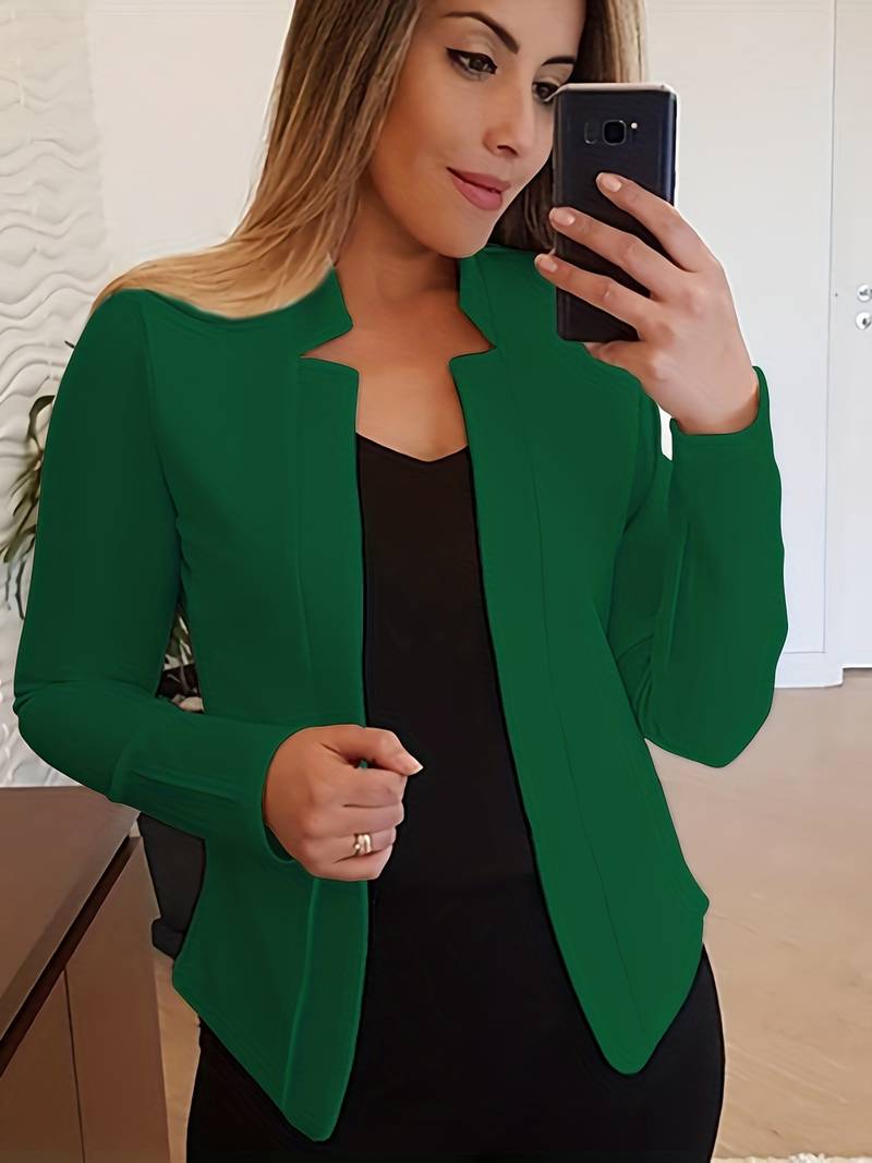 Classic Fit Open Front Solid Color Women's Blazer