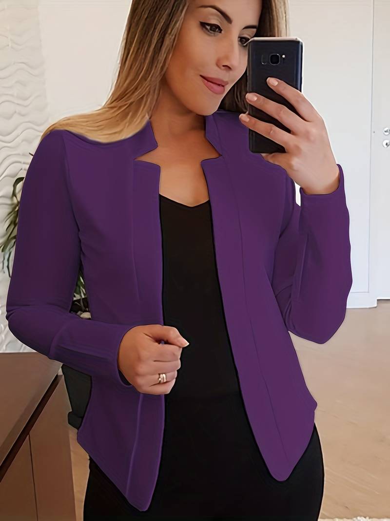 Classic Fit Open Front Solid Color Women's Blazer