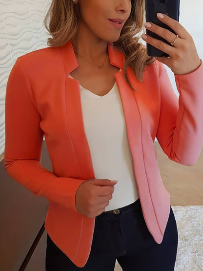 Classic Fit Open Front Solid Color Women's Blazer