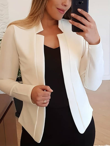 Classic Fit Open Front Solid Color Women's Blazer