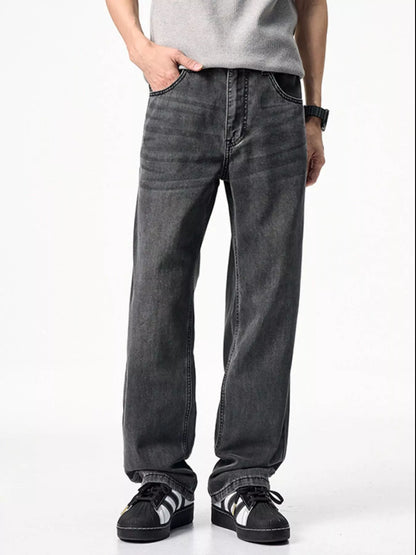 Comfortable Fit Straight Leg Blue Jeans