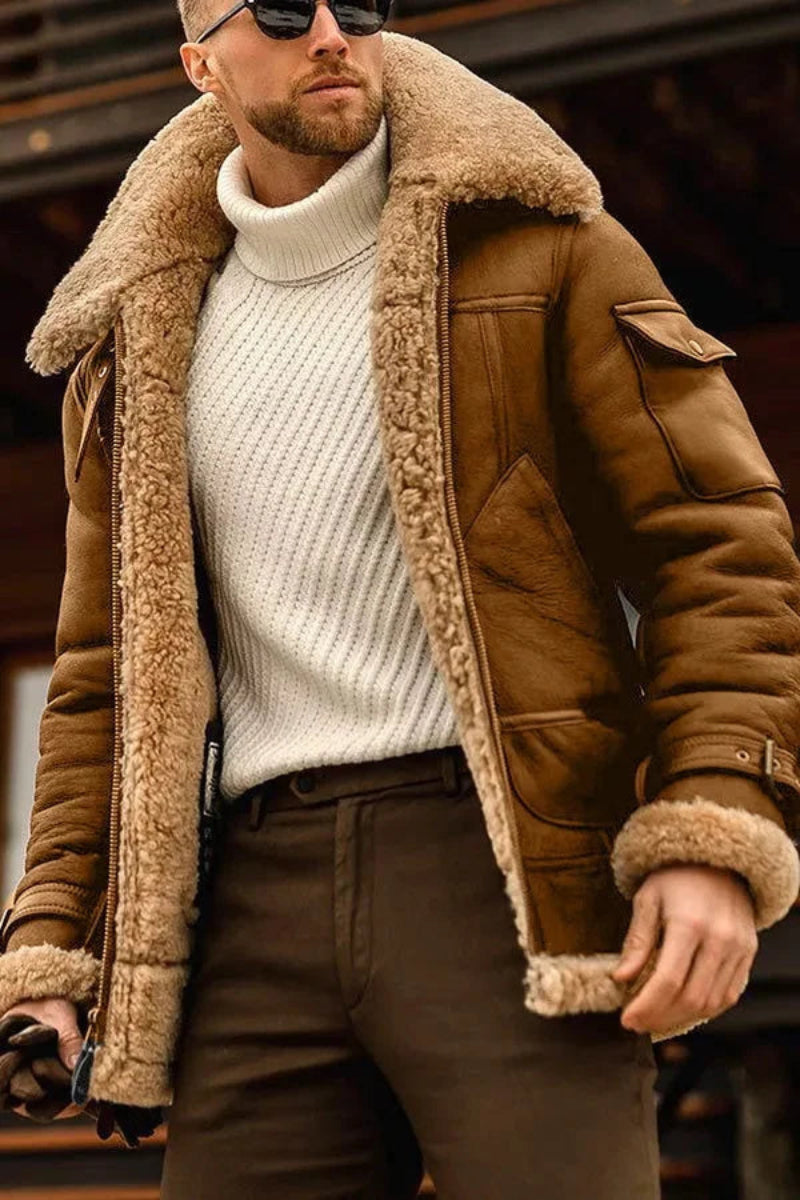 Men's Stylish Brown Faux Leather Jacket - BritishElegance