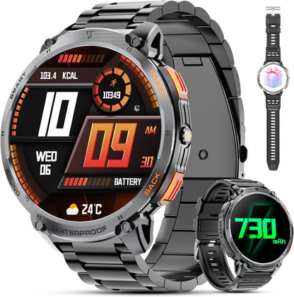 Military Smart Watch for Men with 1.85' HD Screen and Flashlight