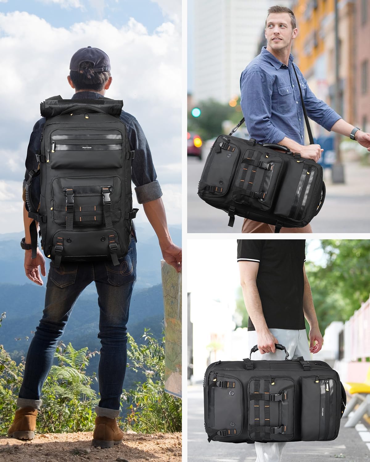 50L Flight-Ready Convertible Travel Backpack with Shoe Compartment & USB Port