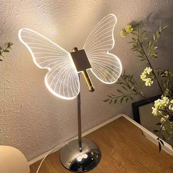 Elegant Glass Butterfly LED Bedside Table Lamp - BritishElegance