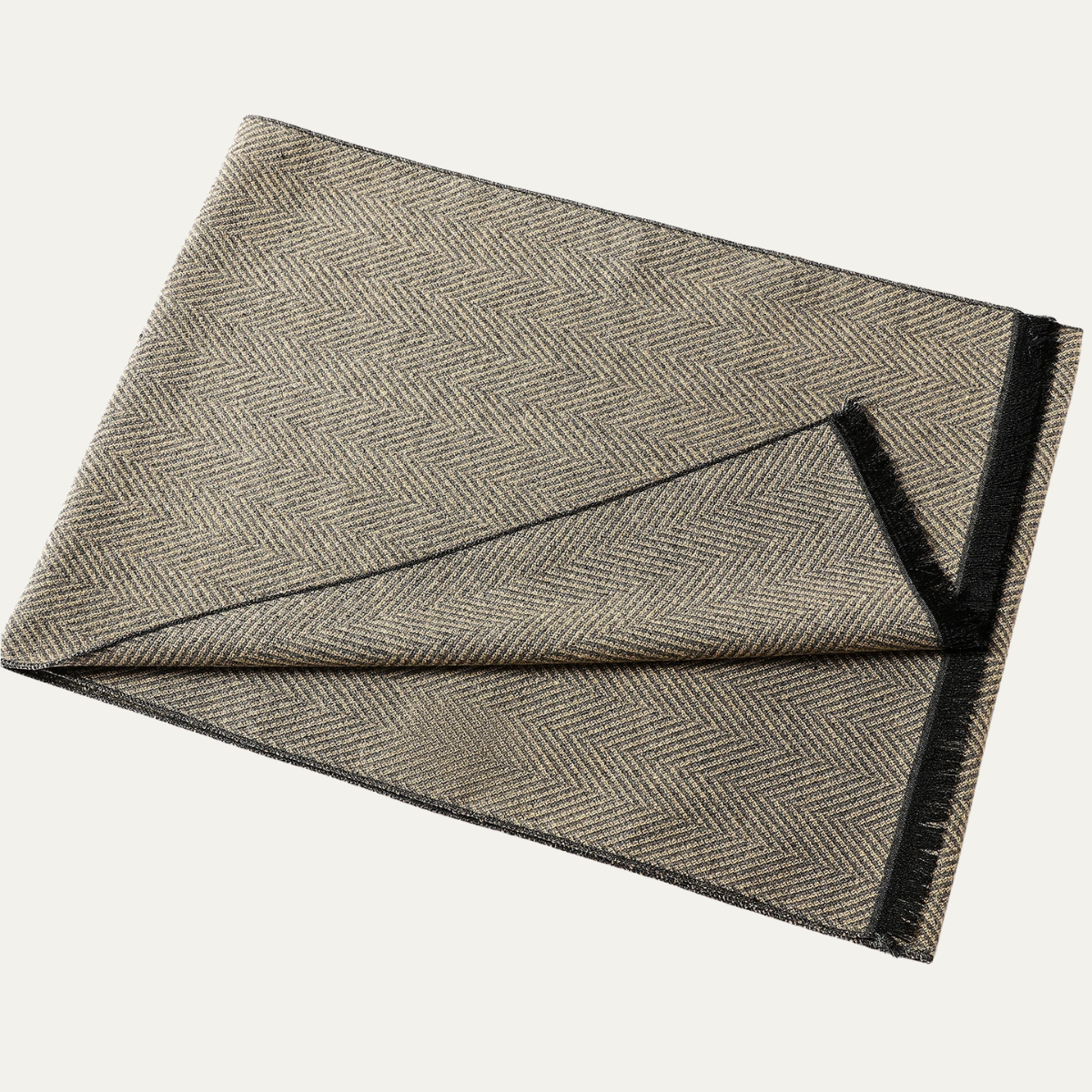 Men’s Herringbone Textured Scarf with Fringed Edges