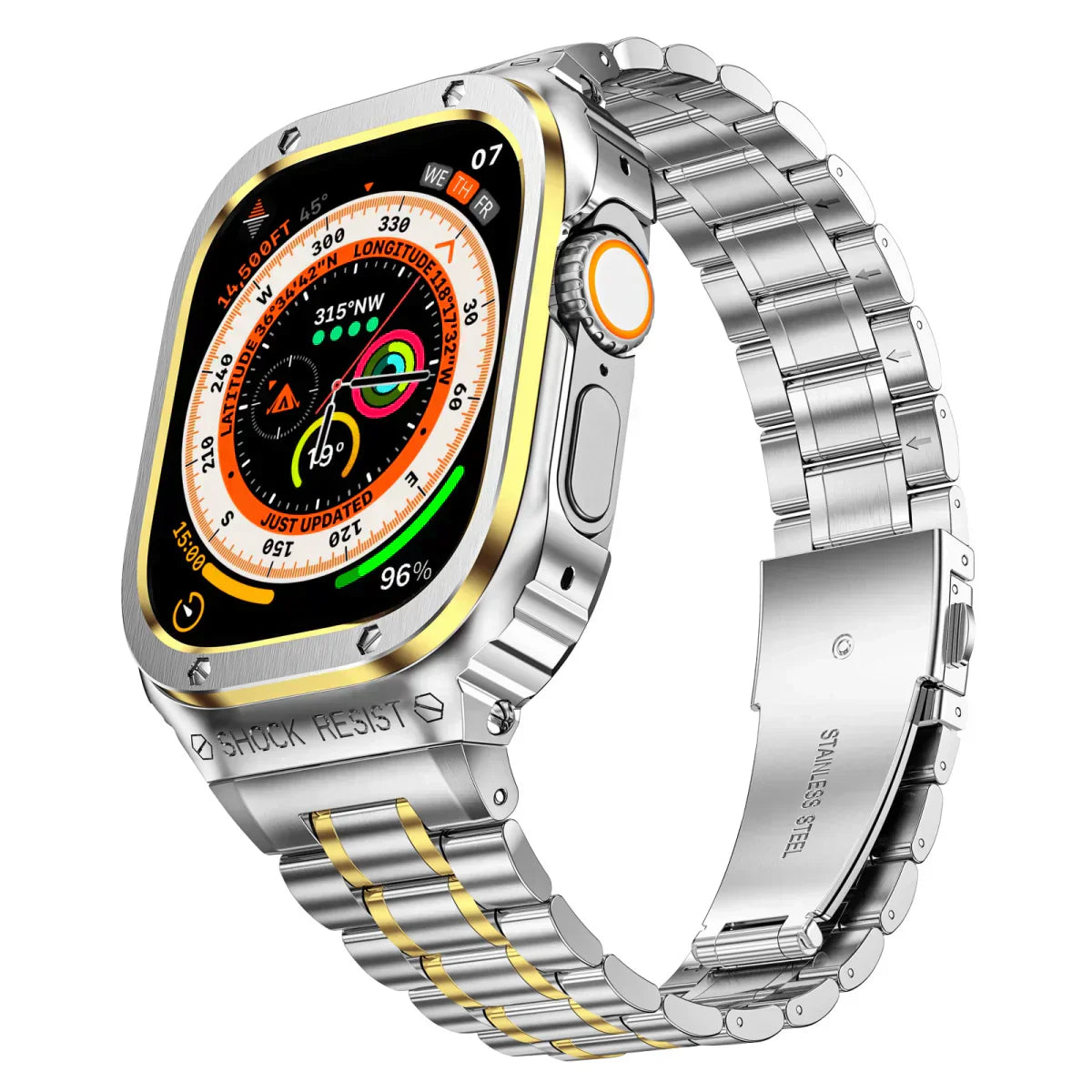 Durable Metal Strap and Clear Cover for Apple Watch - BritishElegance
