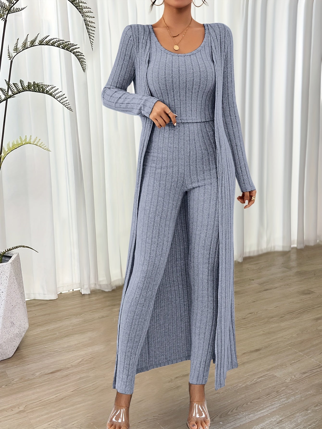 Comfy Women's 2 Piece Crop Top and High Waist Pants Set