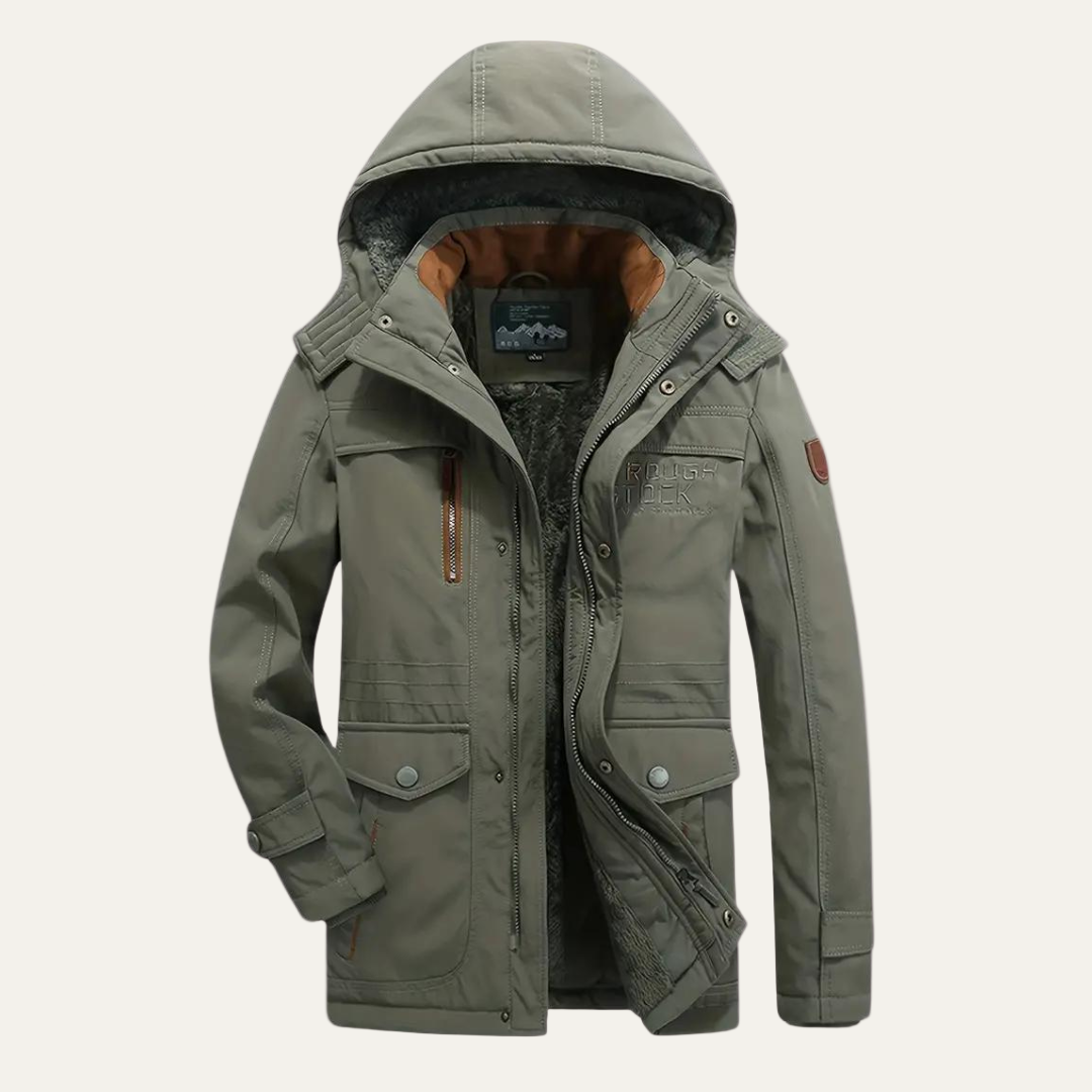 Men’s Rugged Insulated Outdoor Parka with Removable Hood