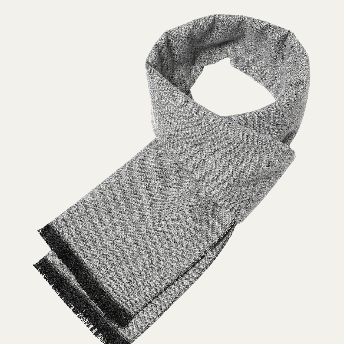 Men’s Herringbone Textured Scarf with Fringed Edges