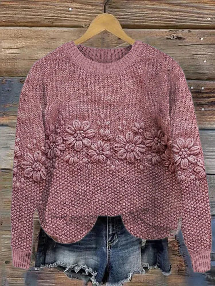 Warm Cozy Floral Sweater for Women