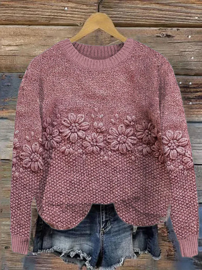 Warm Cozy Floral Sweater for Women