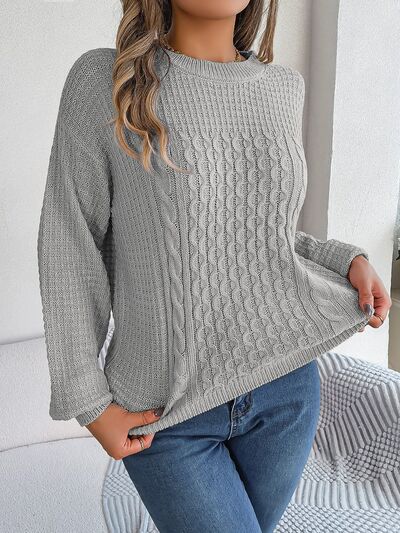 Warm Women's Cable Knit Sweater with Thick Cuffs