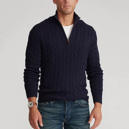 Cevori Classic Design Cable Knit Half-Zip Jumper