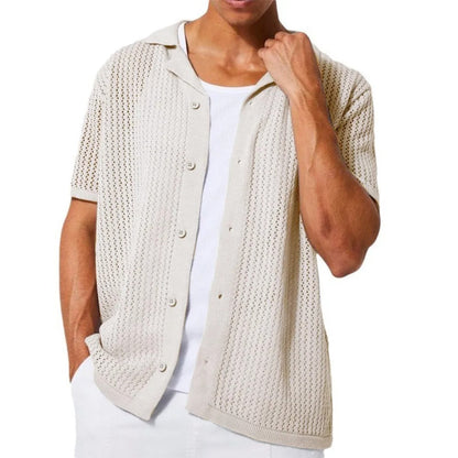 Airy Crochet Blouse with Button Front