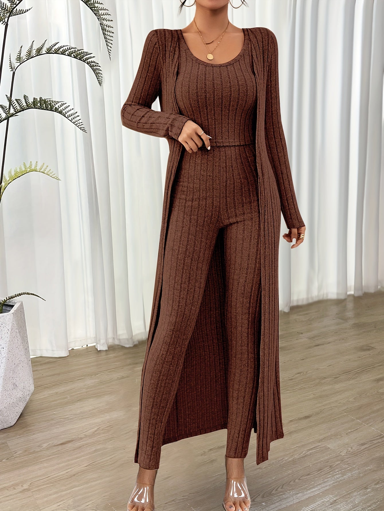 Comfy Women's 2 Piece Crop Top and High Waist Pants Set