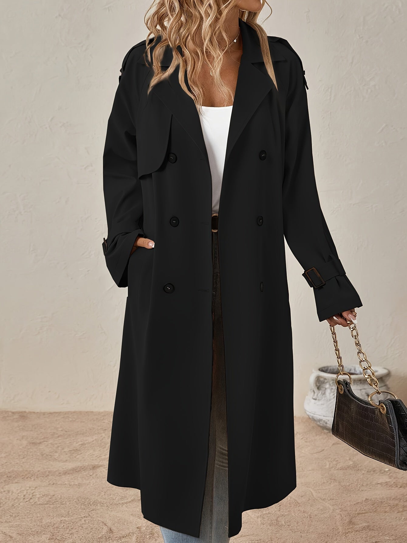 Rovanni – Women’s Long Double-Breasted Trench Coat