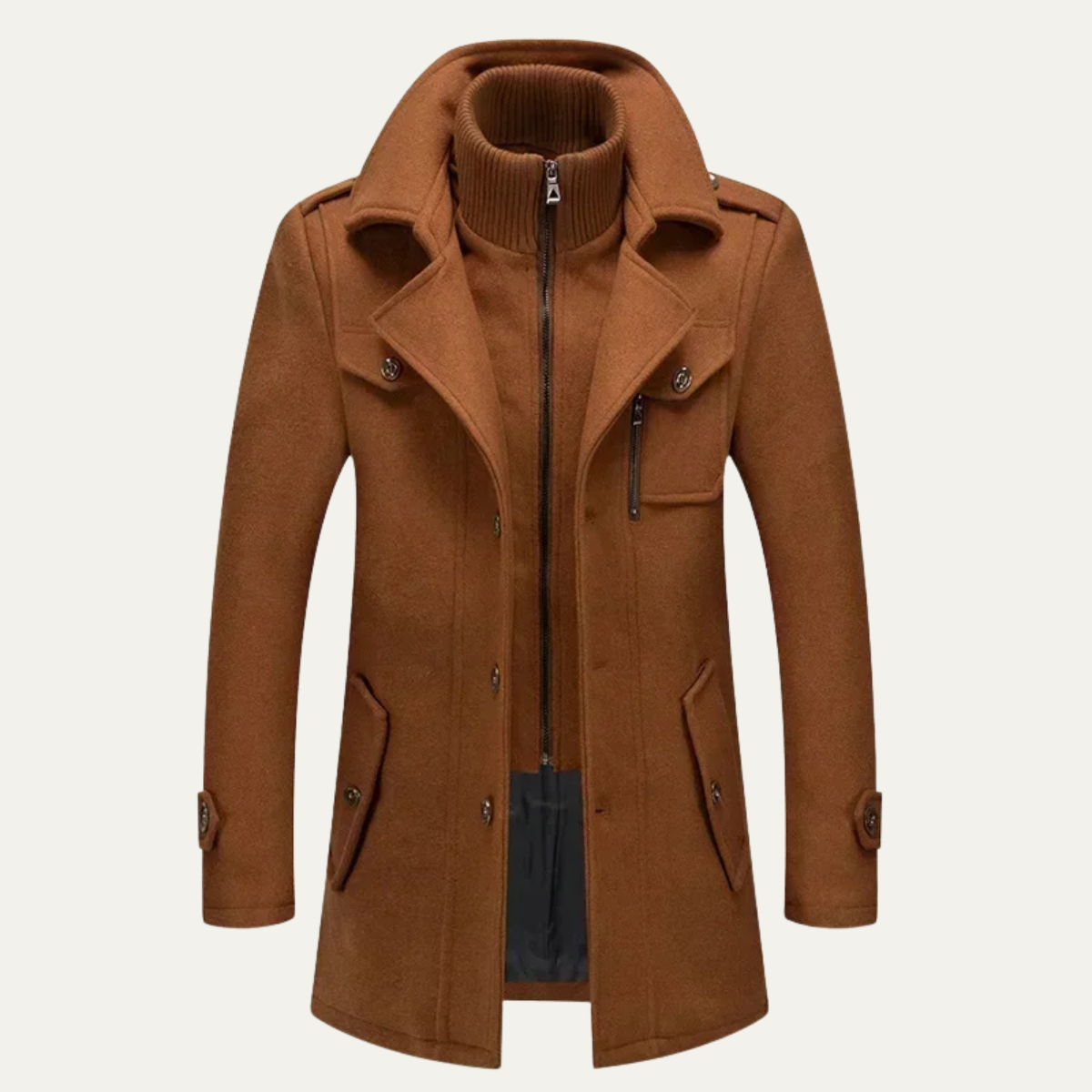 The Fasano Men's Smart Lapel Wool Blend Winter Coat