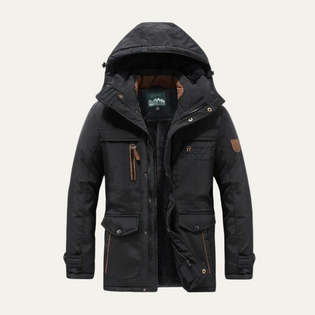 Men’s Rugged Insulated Outdoor Parka with Removable Hood