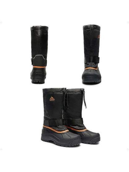 Men’s Tall Rugged Winter Snow Boots with Strap and Drawstring
