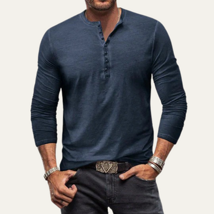 Men’s Long Sleeve Crewneck Henley Shirt