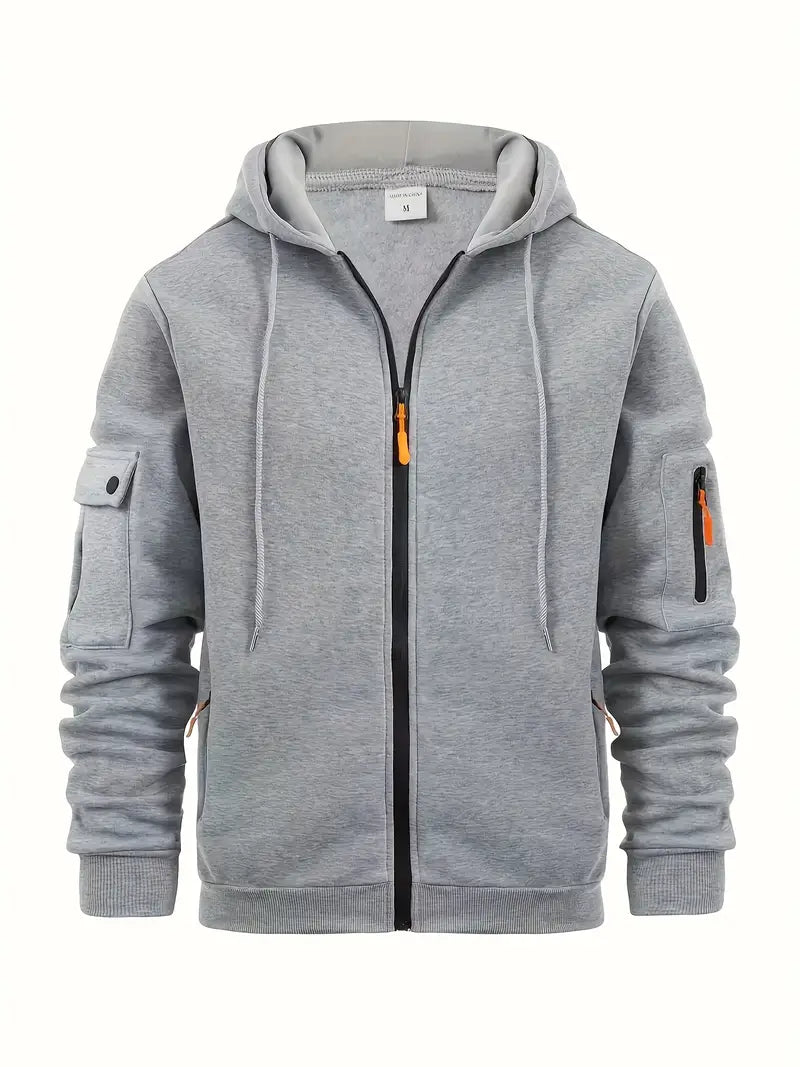 Men's Practical Zip Hoodie with Pockets - BritishElegance