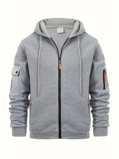 Men's Practical Zip Hoodie with Pockets - BritishElegance