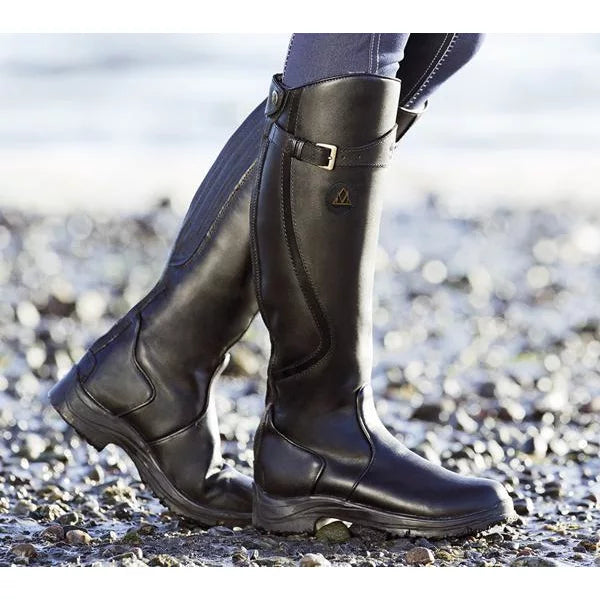 Ladies Tall Boots - Buckled Strap and Chunky Sole