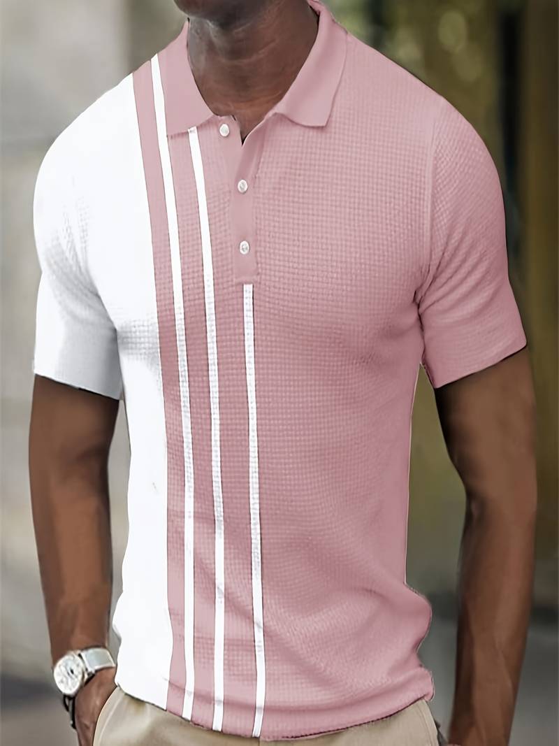 Noah Colorblocked Waffle and Stripe Shirt