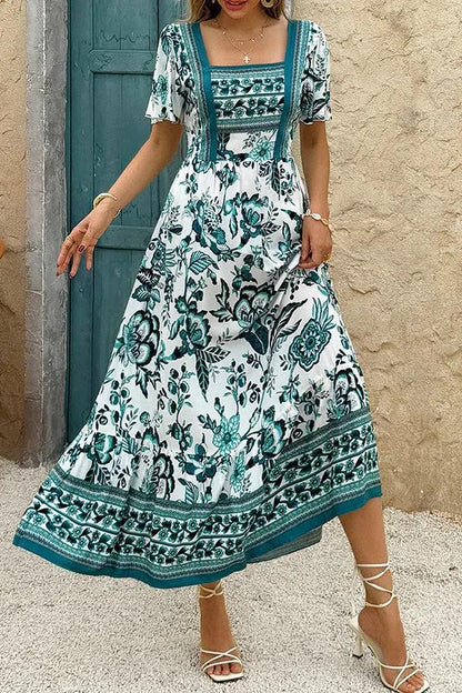 Bohemia Print Short Sleeve Casual Dress