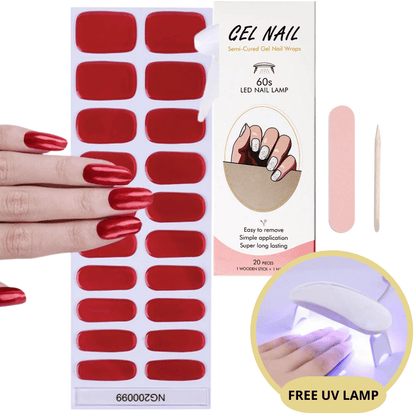 Gel nail sticker set with UV lamp