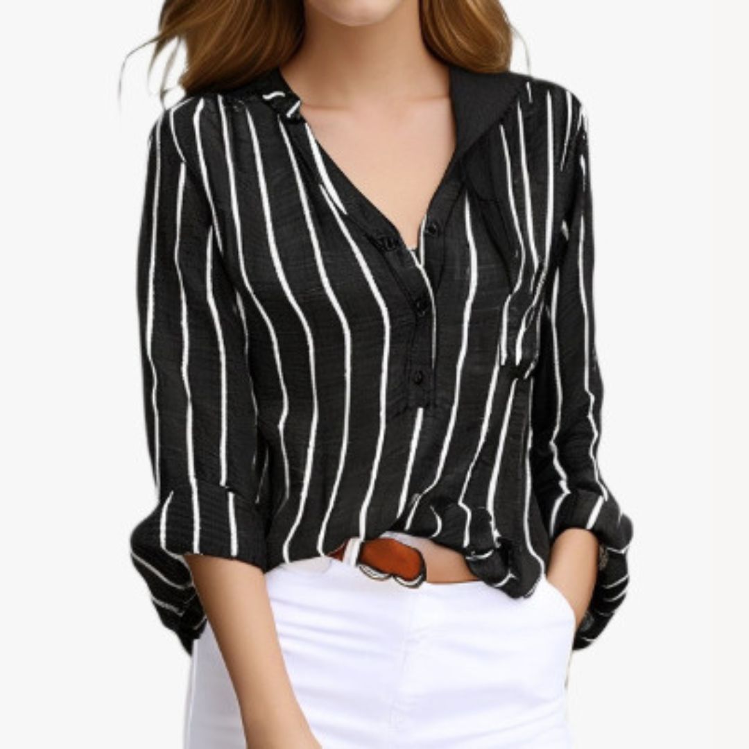 Cotton Blend Striped Shirt Women