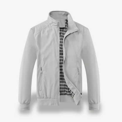 Men's Zip-Up Bomber Jacket with Check Lining