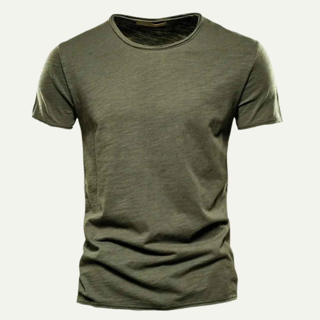 Men’s Fitted Raw Edge Crewneck T Shirt