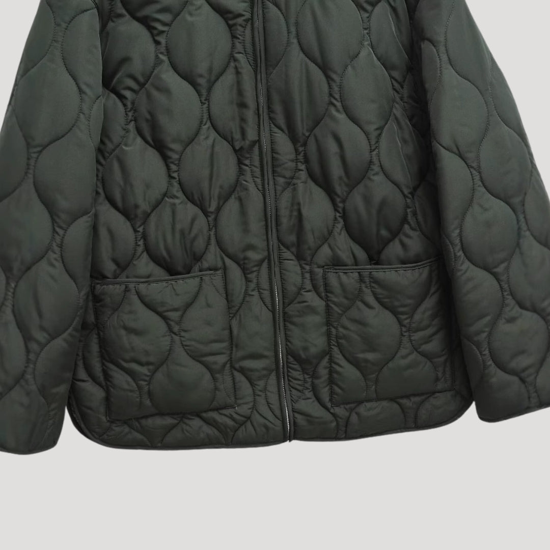 Women’s Wave Quilted Collarless Zip Jacket