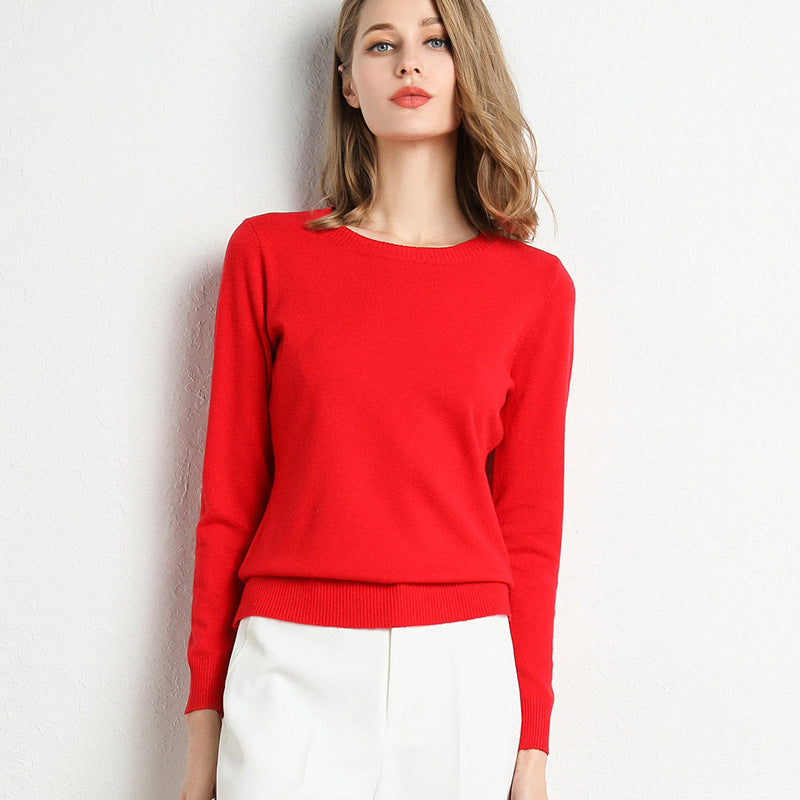 Cozy Women's Crew Neck Wool Sweater - BritishElegance